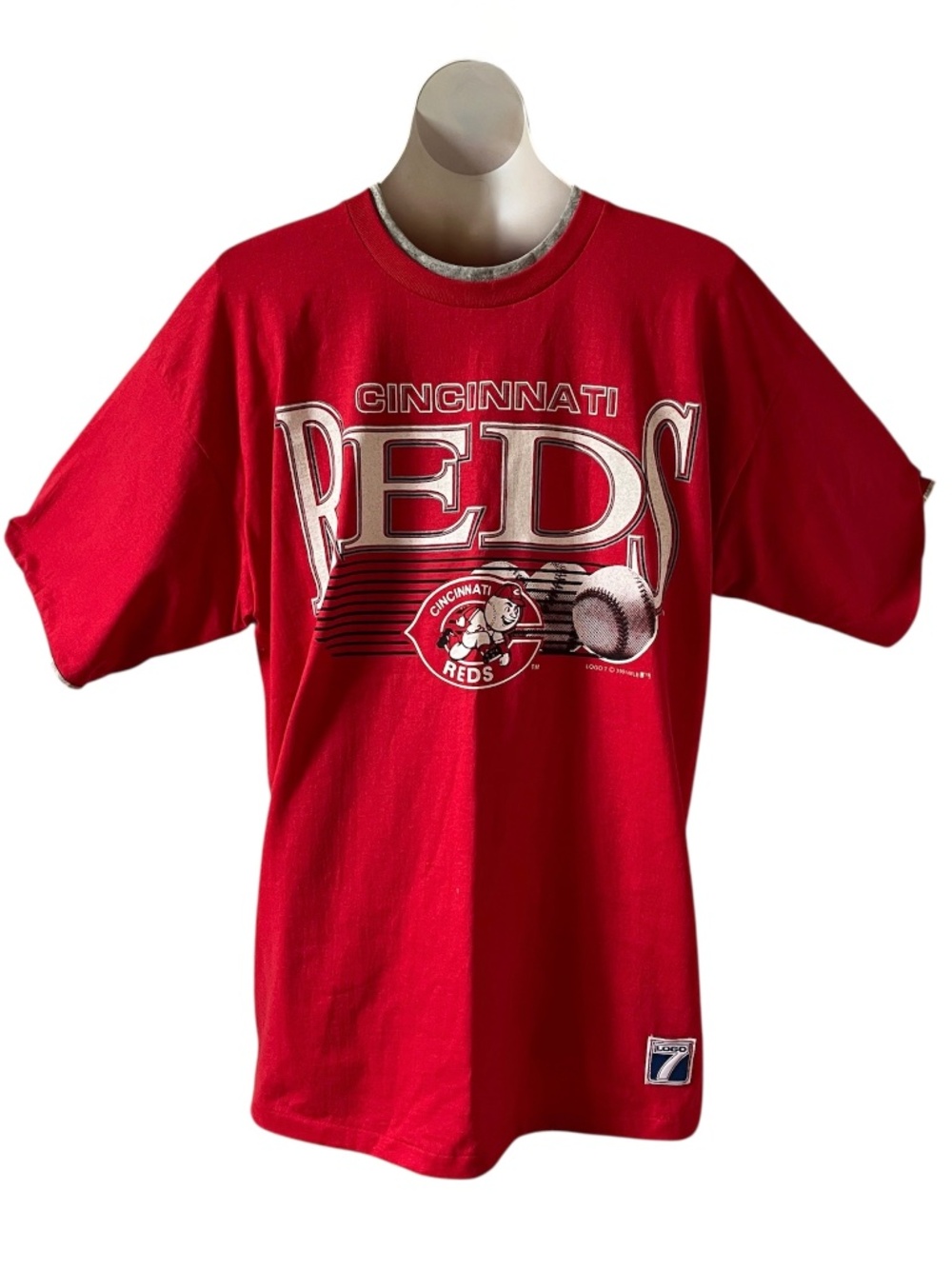 Vintage 90s Cincinnati Reds Logo 7 Layered Tee MLB USA XL Deadstock